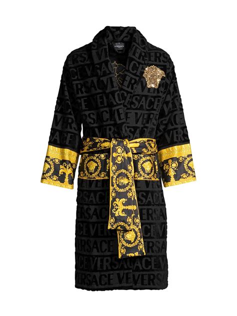 versace logo toweling baroque bathrobe.